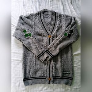 Taylor Swift Inspired Cardigan Rare Folklore Grey With Green Stars Size Medium
